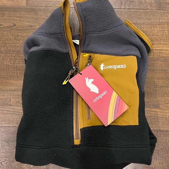 Cotopaxi Brand New Fleece Zip Up Pullover Jacket-Black Brown Tan NWT - Picture 2 of 5